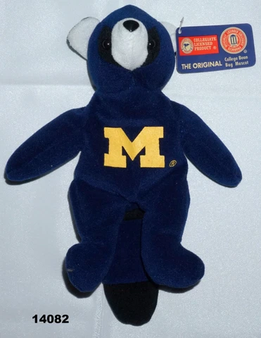 VINTAGE COLLEGE MASCOT  UNIVERSITY OF MICHIGAN WOLVERINE PLUSH 8" NEW Cover