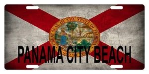 Florida State Flag License Floridian Plate Metal Sunshine Panama City Beach - Picture 1 of 1