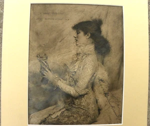 Sarah Bernhardt 1844-1923 autografata 1879 vecchia stampa Jules Bastien-Lepage di lei - Foto 1 di 14