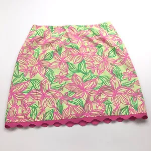 Lily Pulitzer 10 (Fits 32 In) Side Zip Flat Lined Mini Skirt Floral MINT HRJ - Picture 1 of 10
