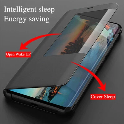Funda de teléfono de cuero abatible ventana vista inteligente para Huawei P20 Pro Mate 20 Lite 20X Foto 1 de 4