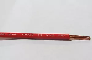 14 STÄRKE DRAHT ROT 50' FUSS PRIMÄR AWG KUPFERLITZE POWER FERNBEDIENUNG MTW - Bild 1 von 2