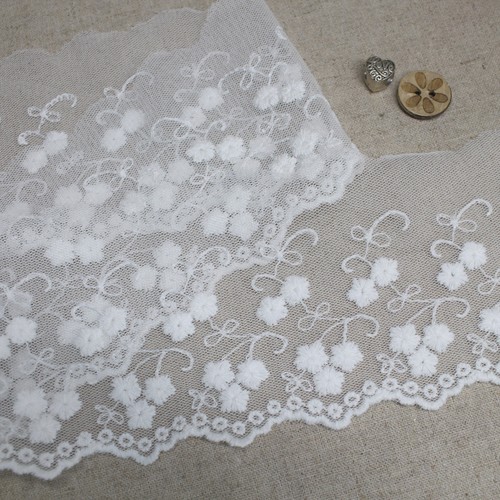 14Yds Broderie Anglaise Tulle occhiello pizzo bordo 8cm Off White sh40 laceking2013