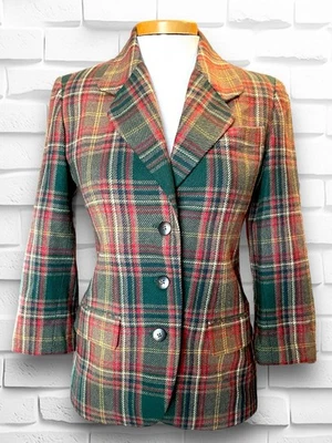 Vintage 1990’s The Gap Brown, Red & Green Plaid Dunk Hunting Sport Coat - Image 1 of 4