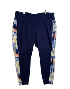 LIVI Lane Bryant  Size 26/28 Soft 7/8 Leggings Blue Color Inset Side Pockets - Picture 1 of 8