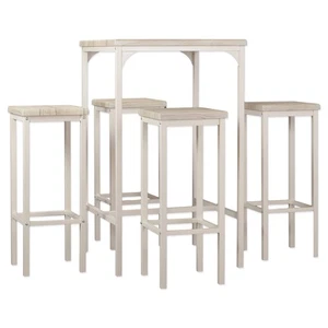 Bartisch-Set quadratisch und 4 Hocker RIMINI Farbe beige Höhe 110 cm - Bild 1 von 15