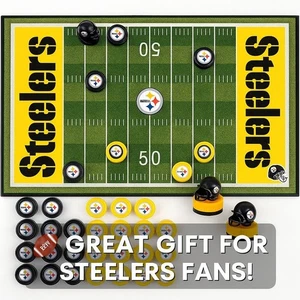 NFL Pittsburgh Steelers Checkers Game – Football Field Theme, Complete Set Open - Picture 1 of 8
