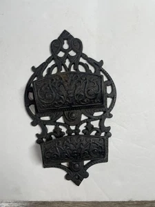 Soporte de palo de fósforo doble colgante de hierro fundido vintage - Imagen 1 de 9