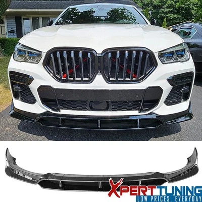 Fits 20-23 BMW G06 X6 M Sport IKON Style 4PCS Front Bumper Lip Gloss Black ABS Foto 1 de 4