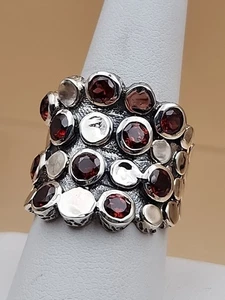 BOBBY DUGGAL DESIGN Sterlingsilber Granat Cluster Ring Größe 8,75 - Bild 1 von 18