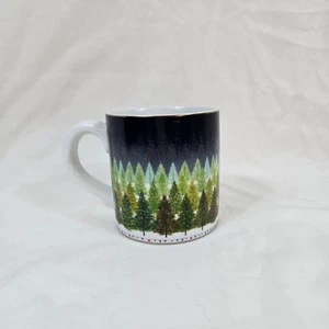Williams Sonoma Navy Green Winter Forest Christmas Tree Holiday Ceramic Mug - Picture 1 of 6