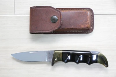 Cuchillo de campo plegable Kershaw 1050 Japón sello temprano refuerzos de latón con funda E42 Foto 1 de 4