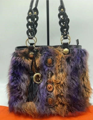 Sharif 1827 Patent Leather & Faux Fur Tote EUC - Image 1 of 4