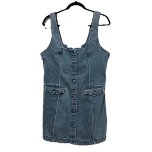 Lovers + Friends Button Front Midi Jean Dress Denim Sleeveless Women XL - Picture 1 of 9