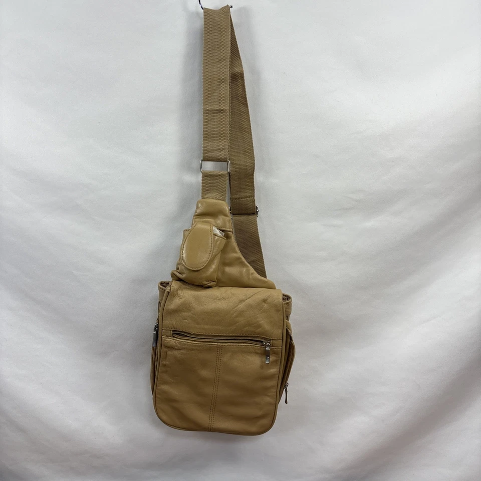 Vintage BUXTON Soft Leather Sling Bag Crossbody Handbag Organizer Tan - Image 1 of 4