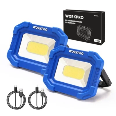 WORKPRO 2Pack Rechargeable 2000LM Work Light Magnetic LED Super Bright Worklight - Image 1 of 4