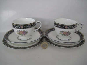 2 X WEDGWOOD RUNNYMEDE ENGLAND TEA SERVICE FINE BONE CHINA CUP SAUCER PLATE TRIO - Picture 1 of 12