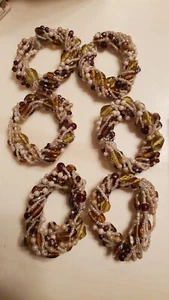 Set di 6 * Anelli per tovaglioli con perline * Naturali * Boho * Autunno - Foto 1 di 2