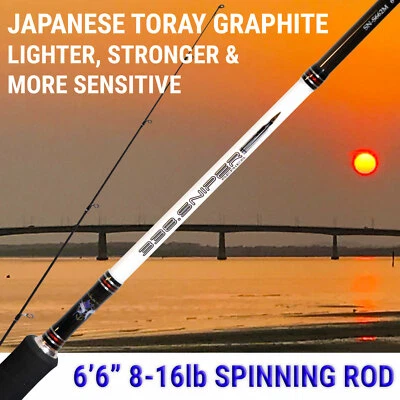 SNIPER 6'6" Spinning Fishing Rod JAPANESE Toray Graphite FUJI Guides & Reel seat - Image 1 of 4