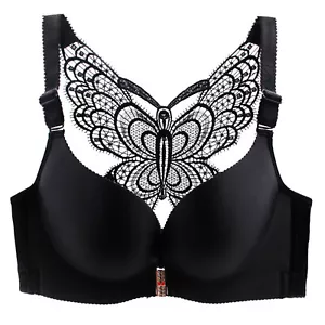 Women's Front Closure Plus Size Bras Full Coverage Lace Wireless Racerback Bra - Picture 1 of 20