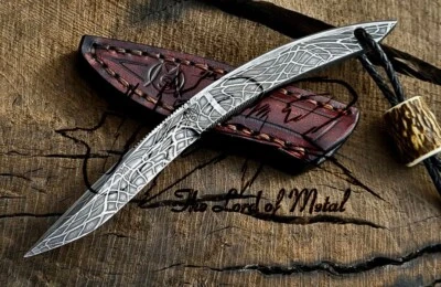 UBR CUSTOM HANDMADE HIGH CARBON STEEL HUNTING EDC KNIFE WITH LEATHER SHEATH - Image 1 of 4