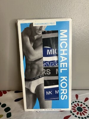 NWT Michael Kors Men's Low Rise Briefs Performance Poly Small 4-Pack Black/Navy  - Image 1 of 4