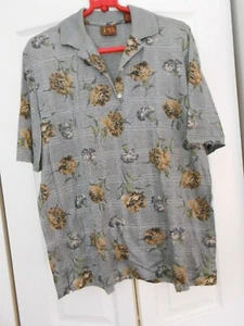 BOBBY JONES--MADE IN ITALY--BLACK/ GRAY/ BROWNS COTTON GOLF SHIRT---MEDIUM - Picture 1 of 2