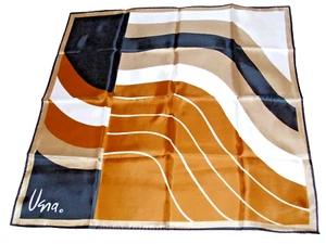 Vintage Signed UNA Ladies Polyester Scarf 24" Sq Multifunctional Geographic - Picture 1 of 3