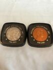 VINTAGE Russell Collection Set of 2 Coin Drink Coasters Penny & Nickel #F54