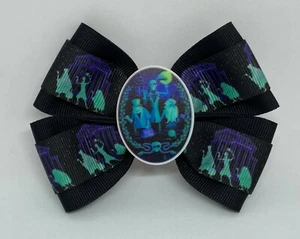 Girls Hair Bow 4" Wide Haunted Mansion Hitchhiking Ghosts Glow In The Dark - Picture 1 of 2