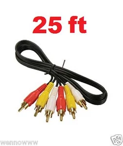 Cable AV 25 ft 3 RCA (video coaxial + 2 audio) chapado en oro - Imagen 1 de 1