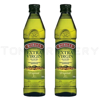 2 BORGES Extra Virgin Highest Quality Spanish Olive Oil Bottles 500ml 17.6 fl oz - Image 1 of 4