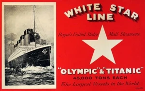 Olympic Titanic Brochure Cover 8 x 12 - White Star Line - Picture 1 of 4