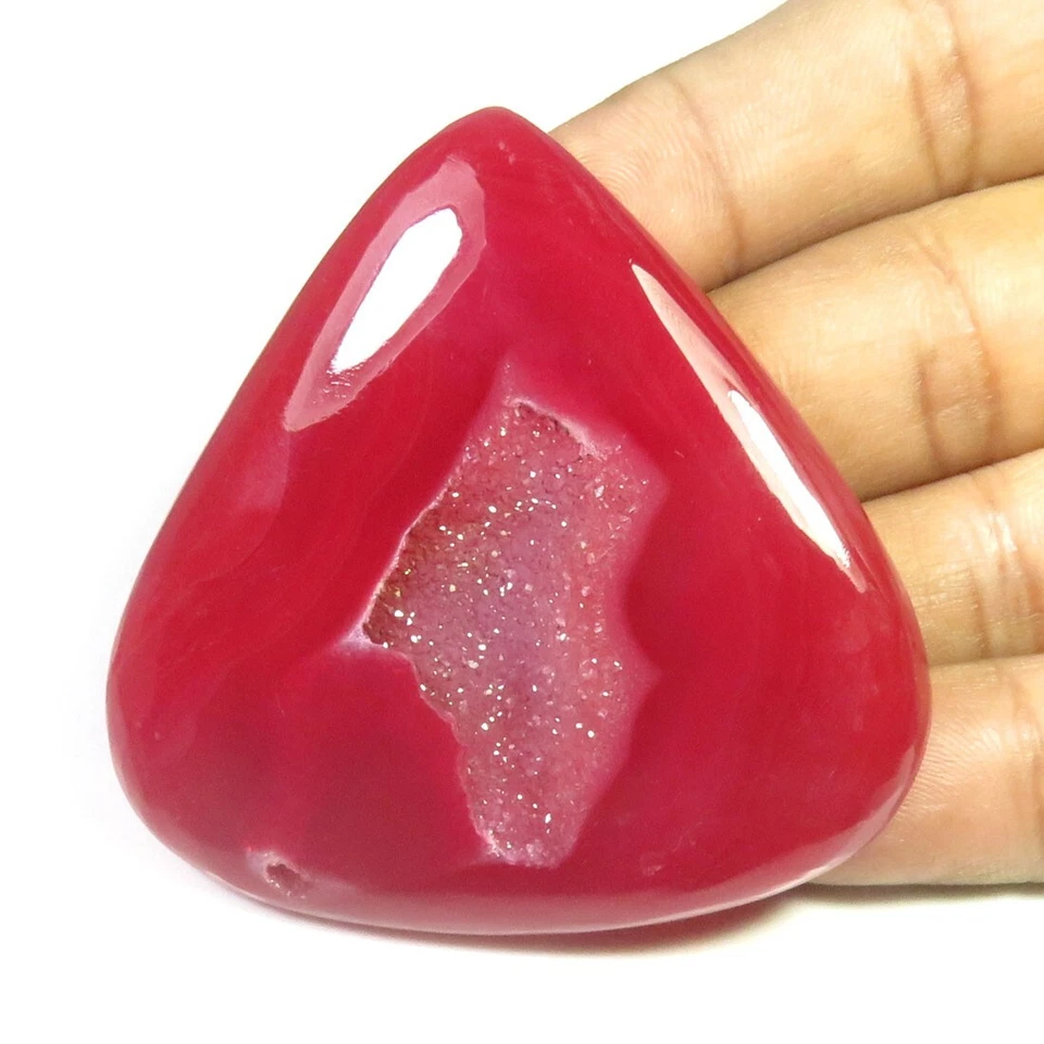 Geoda de ónix natural Druzy Cabs 53x53 mm ónix rojo ágata corazón gemas 131 cts OND-1273 Foto 1 de 4