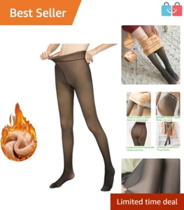 Opaque Fleece Lined Tights - High Waisted, Thermal Comfort, One Size Fits Most - Picture 1 of 7