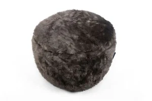 Reposapiés redondo de felpa gris carbón puf otomano bolsa de frijoles 45 cm x 25 cm - Imagen 1 de 4
