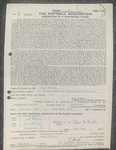 Peter McBride Official FA Player Registration Contract Manchester United 1964/65 - Picture 1 of 4