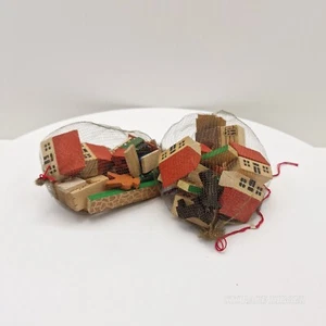 Vintage Vero Germany Miniature Wooden Train & House Block Set Toy Display 2-Pack - Picture 1 of 8