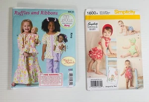 Baby Toddler Dolls Sewing Patterns Ellie Mae Designs Simplicity Vintage LOT x 2 - Picture 1 of 7