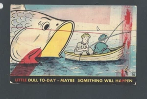 Ca 1960 Postkarte Humor wenig langweilig heute übertriebene Fischgeschichte gebraucht nicht verschickt - Bild 1 von 1