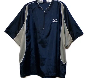 Mizuno Size Medium Short Sleeve Baseball Warmup Jacket Quarter Zip Blue Gray - Picture 1 of 7