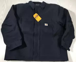Carhartt Loose Fit Duck Jacket Mens 2XL Navy Blue Canvas Lined 0C0003-M New - Picture 1 of 12