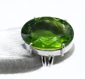 Green Peridot Ring 925 Sterling Silver Gemstone Ring All Size Jewelry Ring - Picture 1 of 4