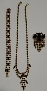 Vintage Czechoslovakia Garnet Jewelry Set - Estate - Imagen 1 de 12
