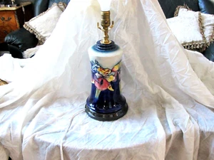 Moorcroft Pottery Bearded Iris Pattern Table Lamp Antique Rewired - Picture 1 of 13
