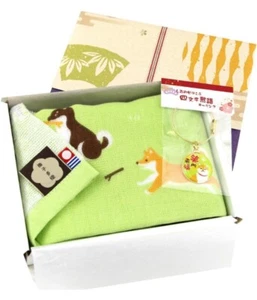 Japanese IMABARI TOWEL cotton gauze hand towel dog Shiba Inu key ring w/a box - Picture 1 of 4