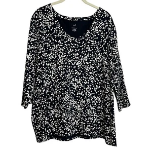 T-shirt donna J Jill con cuciture in avanti taglia XL blu navy a pois bianchi - Foto 1 di 6