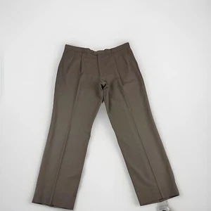 Vtg Oscar De La Renta Wool Dress Pants Mens 42 Brown Pleated Slacks Khakis READ - Picture 1 of 12