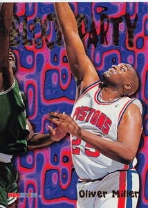 OLIVER MILLER 1995-96 NBA HOPPS BLOCK PARTY CARD 1 OF 25 PISTONS - Imagen 1 de 2