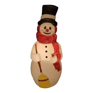 40" Empire Christmas Snowman W/ Pipe, Broom, & Stars Scarf Lighted Blow Mold VTG - Picture 1 of 24